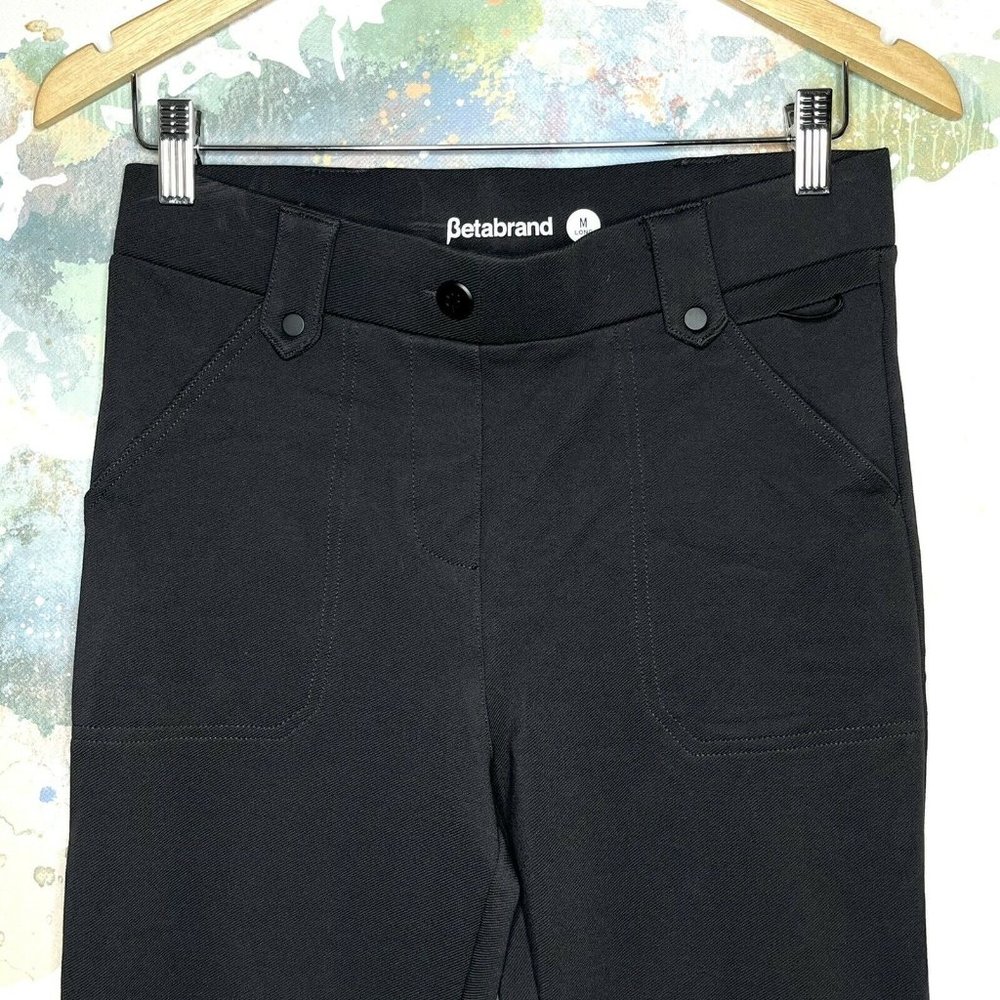 Betabrand Size Medium Long Pants Utility Skinny Leg Slate Gray Twill Pull On - Picture 2 of 7
